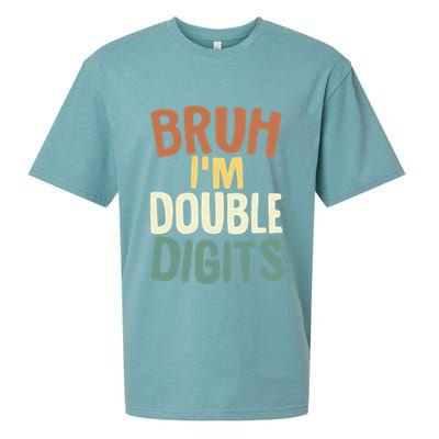 Bruh IM Double Digits 10 Year Old Vintage 10th Birthday Sueded Cloud Jersey T-Shirt