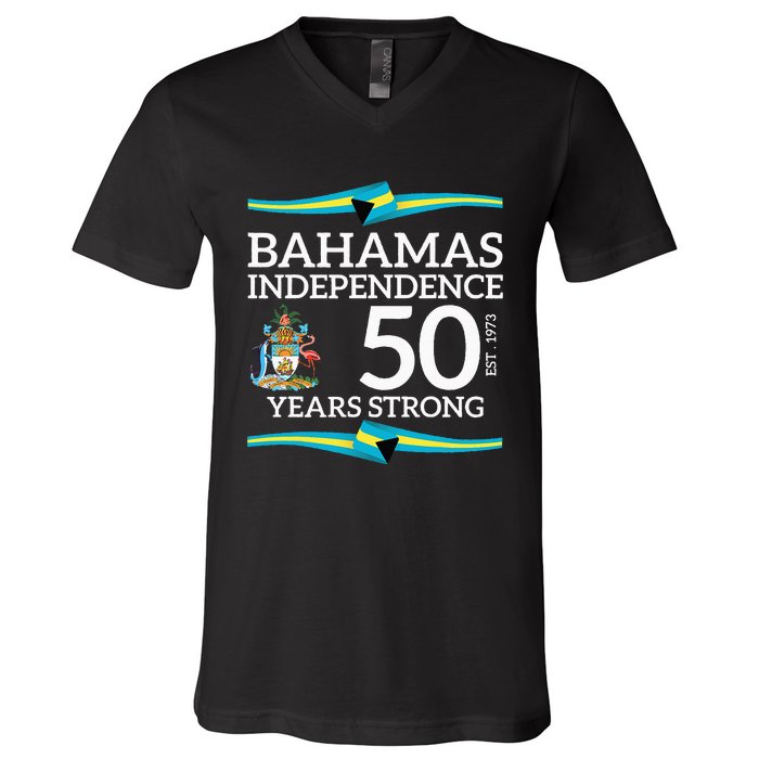 Bahamas Independence Day Bahamas 50th Celebration V-Neck T-Shirt