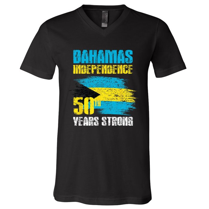 Bahamas Independence Day Bahamas 50th celebration V-Neck T-Shirt