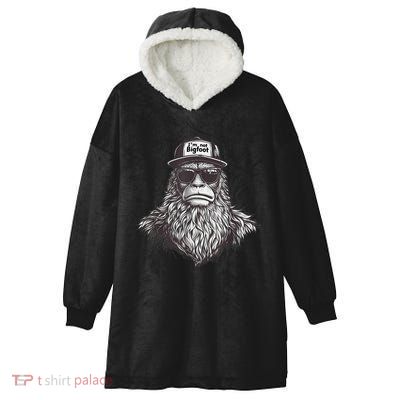 Bigfoot In Disguise Sunglasses Trucker Hat IM Not Sasquatch Hooded Wearable Blanket