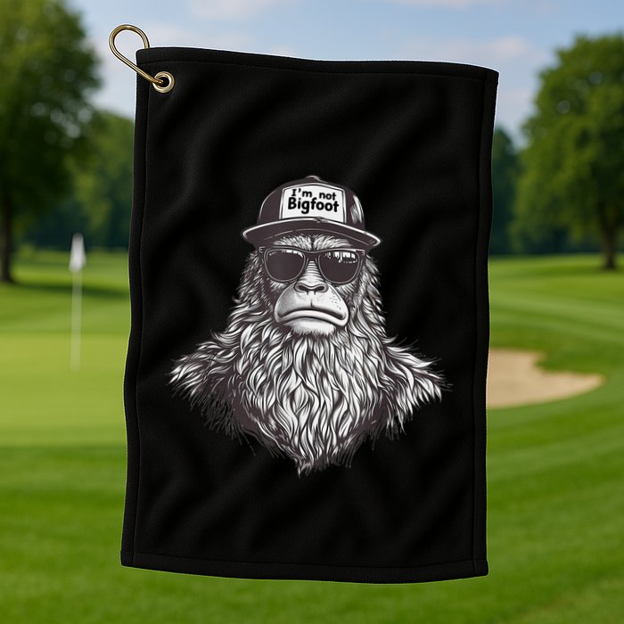 Bigfoot In Disguise Sunglasses Trucker Hat IM Not Sasquatch Golf Towel
