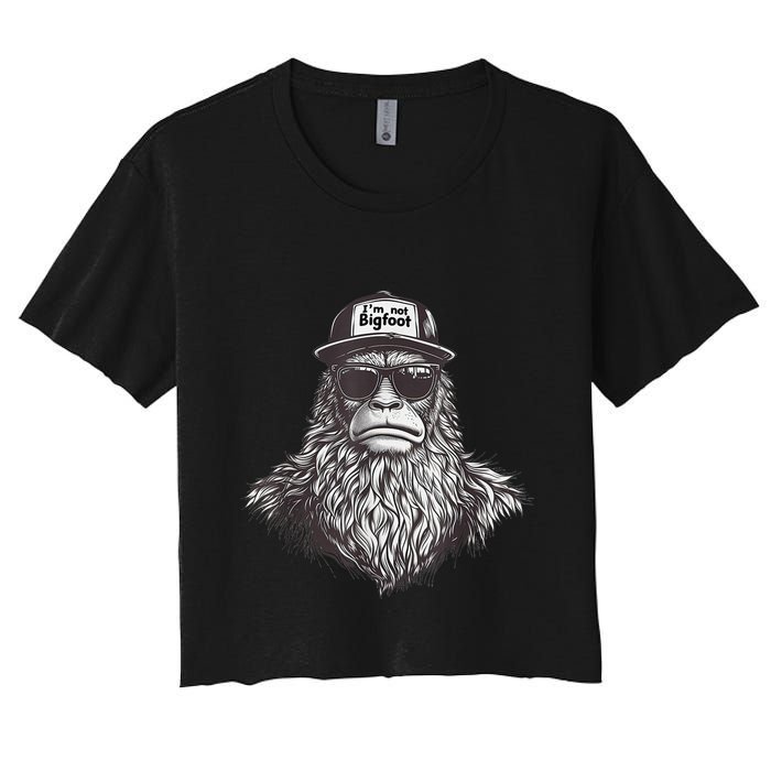 Bigfoot In Disguise Sunglasses Trucker Hat IM Not Sasquatch Women's Crop Top Tee