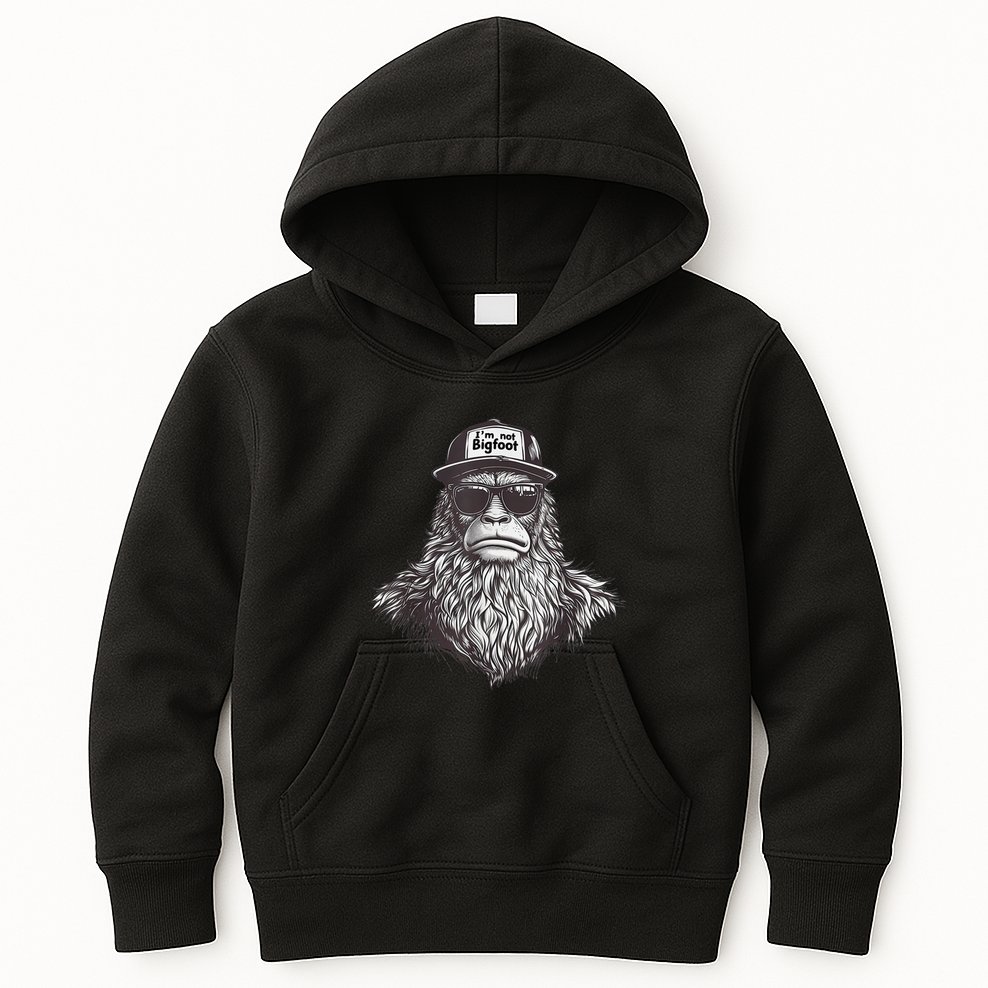 Bigfoot In Disguise Sunglasses Trucker Hat IM Not Sasquatch Kids Hoodie