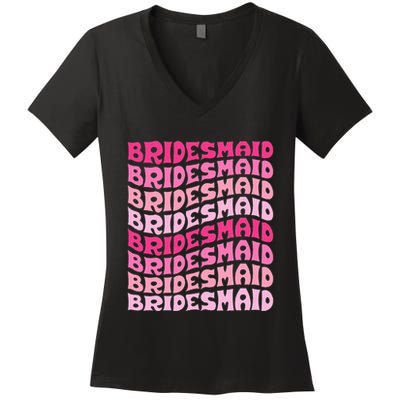 Bridesmaid I Do Crew Retro Bachelorette Party Bridesmaids Women's V-Neck T-Shirt