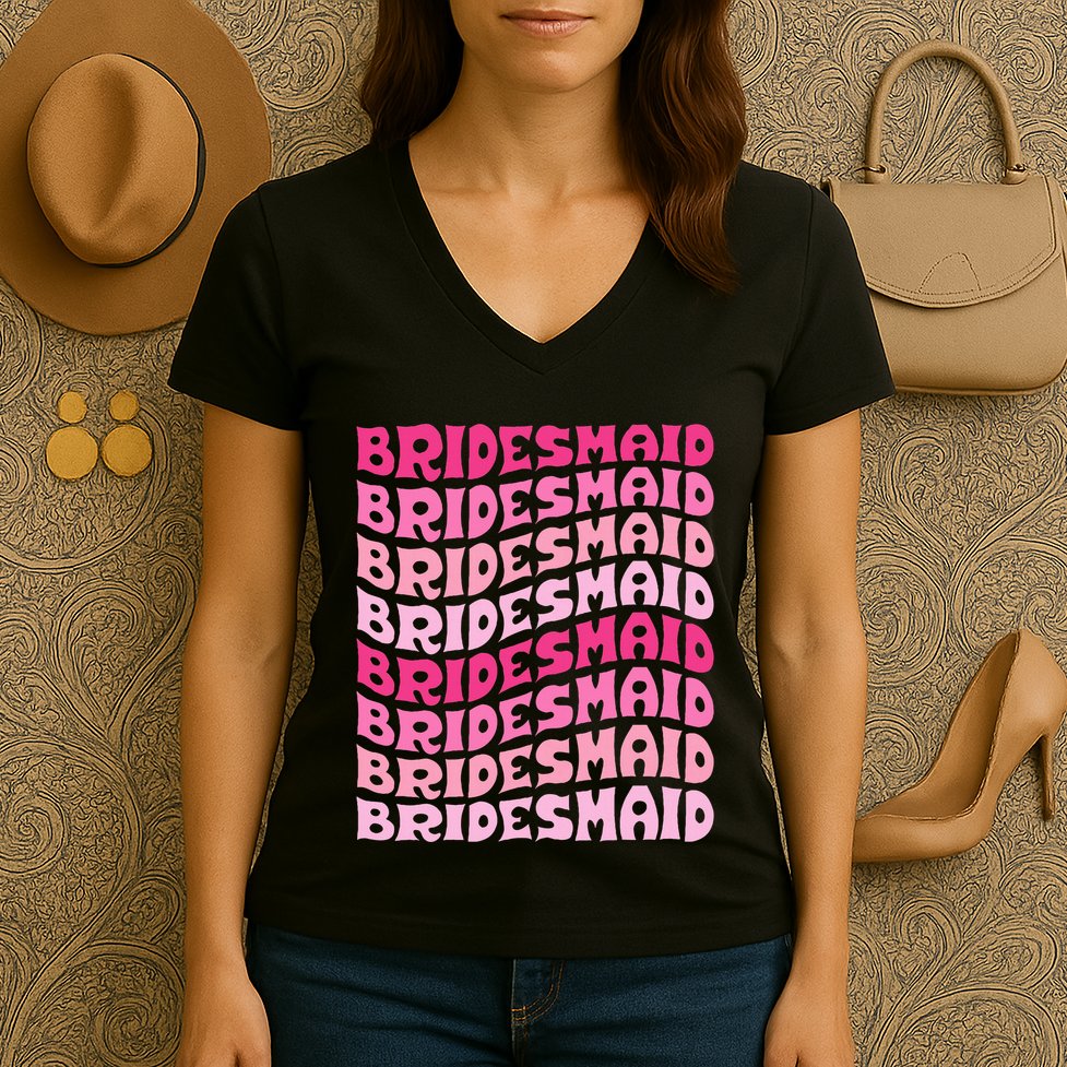 Bridesmaid I Do Crew Retro Bachelorette Party Bridesmaids Women's V-Neck T-Shirt