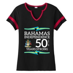 Bahamas Independence Day Bahamas 50th Celebration Ladies Halftime Notch Neck Tee