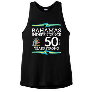 Bahamas Independence Day Bahamas 50th Celebration Ladies PosiCharge Tri-Blend Wicking Tank