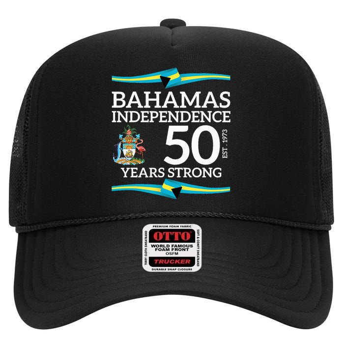 Bahamas Independence Day Bahamas 50th Celebration High Crown Mesh Back Trucker Hat