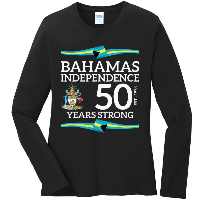 Bahamas Independence Day Bahamas 50th Celebration Ladies Long Sleeve Shirt