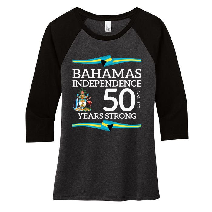 Bahamas Independence Day Bahamas 50th Celebration Women's Tri-Blend 3/4-Sleeve Raglan Shirt