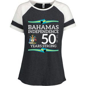 Bahamas Independence Day Bahamas 50th Celebration Enza Ladies Jersey Colorblock Tee