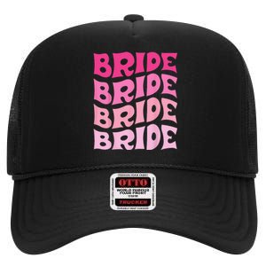 Bride I Do Crew Retro Bachelorette Party Bride Bridesmaids High Crown Mesh Back Trucker Hat