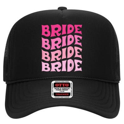 Bride I Do Crew Retro Bachelorette Party Bride Bridesmaids High Crown Mesh Back Trucker Hat