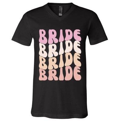 Bride I Do Crew Retro Bachelorette Party Bride Bridesmaids V-Neck T-Shirt