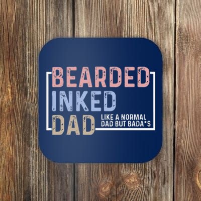 Bearded Inked Dad Papa Daddy Stepdad Father Husband Family Coaster