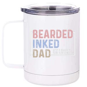 Bearded Inked Dad Papa Daddy Stepdad Father Husband Family 12 oz Stainless Steel Tumbler Cup