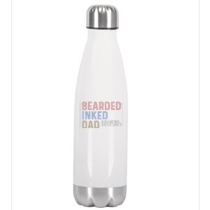 Bearded Inked Dad Papa Daddy Stepdad Father Husband Family Stainless Steel Insulated Water Bottle