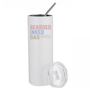 Bearded Inked Dad Papa Daddy Stepdad Father Husband Family Stainless Steel Tumbler