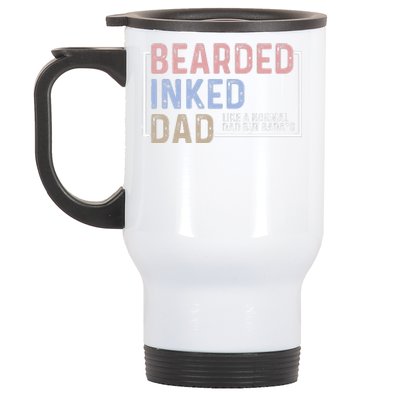 Bearded Inked Dad Papa Daddy Stepdad Father Husband Family Stainless Steel Travel Mug