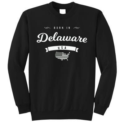 Born In Delaware De Retro Vintage Usa Map Flag Sweatshirt