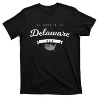 Born In Delaware De Retro Vintage Usa Map Flag T-Shirt