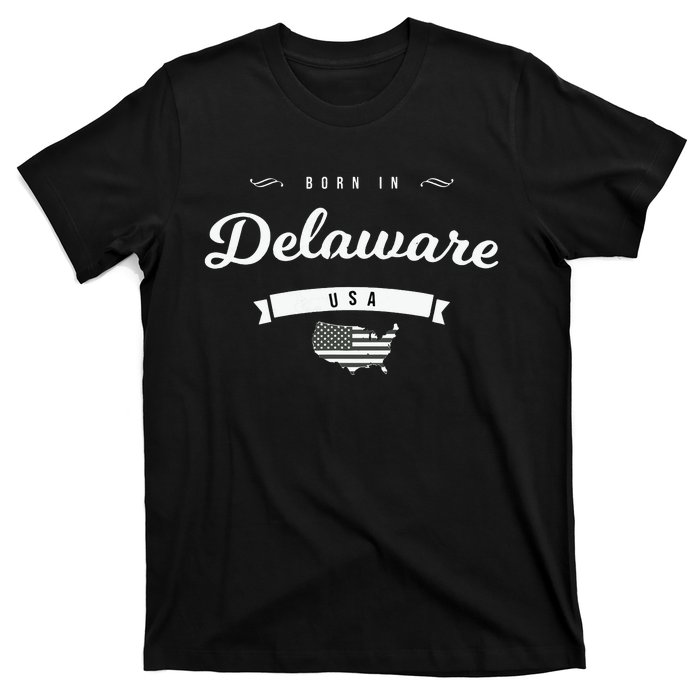 Born In Delaware De Retro Vintage Usa Map Flag T-Shirt