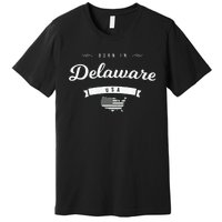 Born In Delaware De Retro Vintage Usa Map Flag Premium T-Shirt