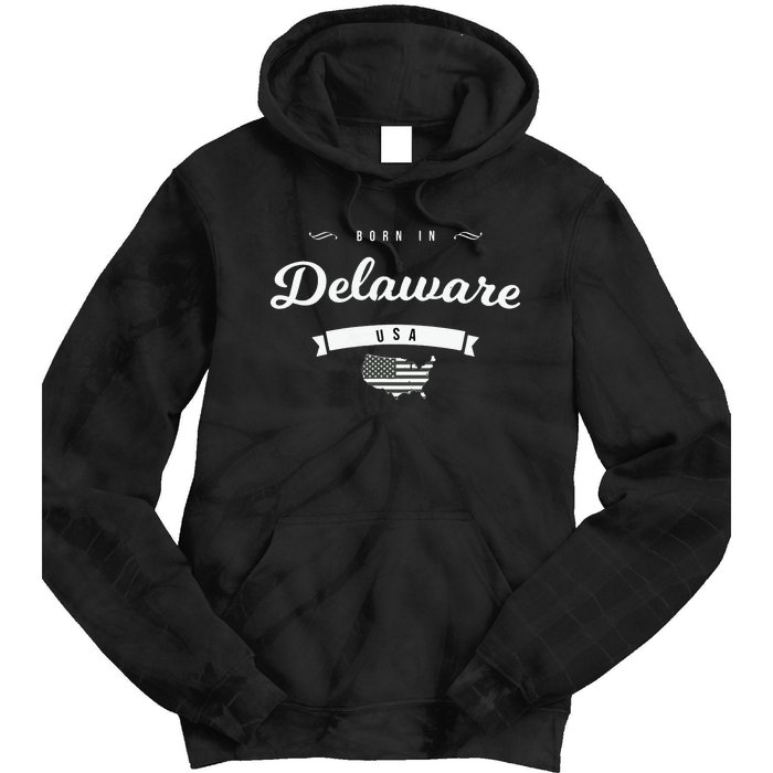 Born In Delaware De Retro Vintage Usa Map Flag Tie Dye Hoodie