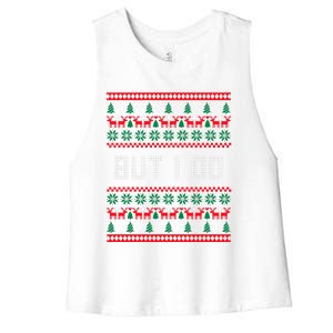 But I Do I Don't Do Matching Sweaters Ugly Christmas Couples Meaningful Gift Women's Racerback Cropped Tank