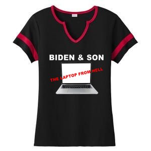 Biden And Son The Laptop From Hell Anti Biden Ladies Halftime Notch Neck Tee