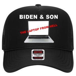 Biden And Son The Laptop From Hell Anti Biden High Crown Mesh Back Trucker Hat