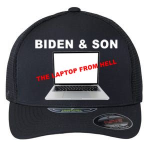 Biden And Son The Laptop From Hell Anti Biden Flexfit Unipanel Trucker Cap