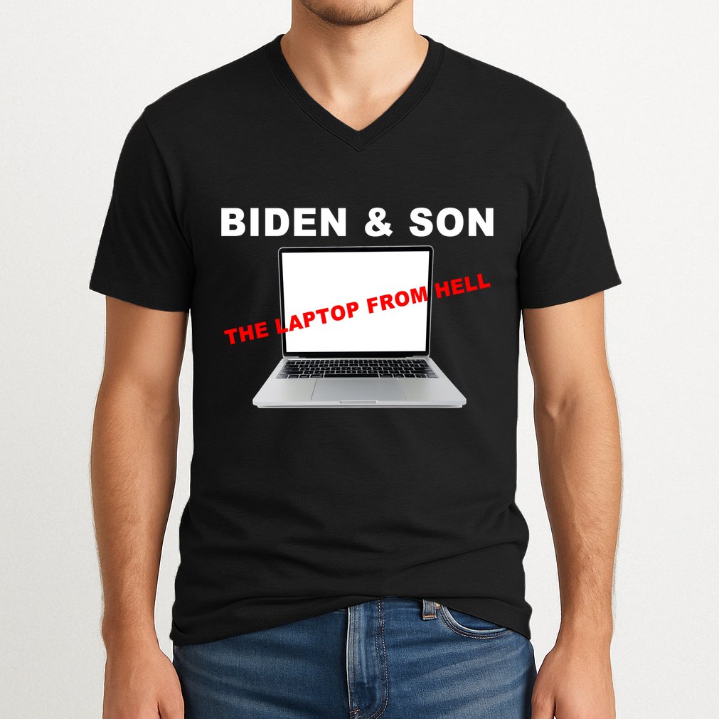 Biden And Son The Laptop From Hell Anti Biden V-Neck T-Shirt