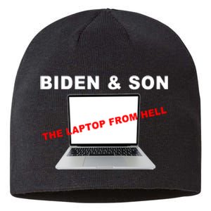 Biden And Son The Laptop From Hell Anti Biden Sustainable Beanie