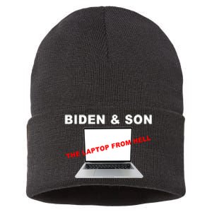 Biden And Son The Laptop From Hell Anti Biden Sustainable Knit Beanie