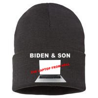 Biden And Son The Laptop From Hell Anti Biden Sustainable Knit Beanie