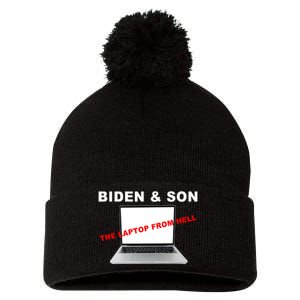 Biden And Son The Laptop From Hell Anti Biden Pom Pom 12in Knit Beanie