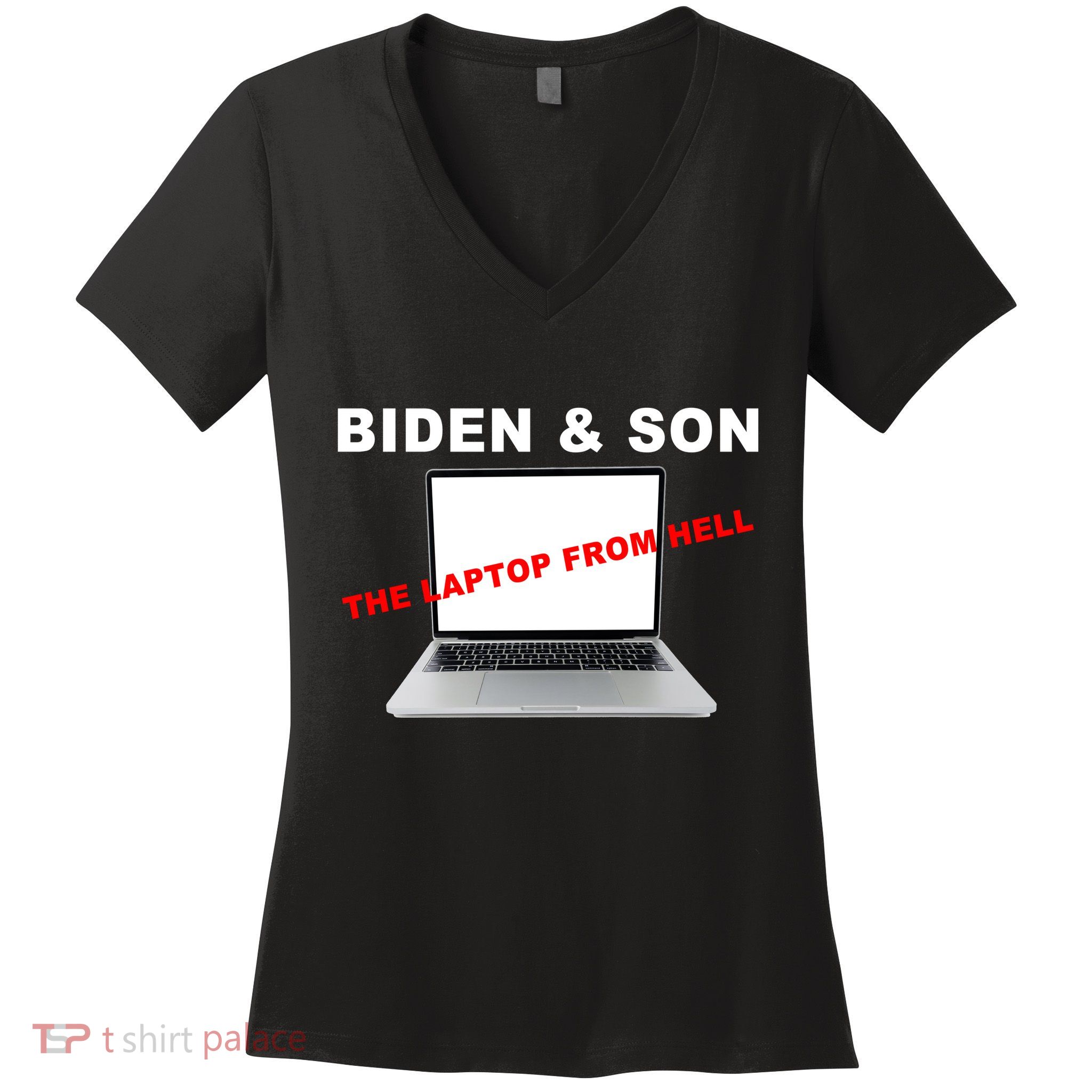 Biden And Son The Laptop From Hell Anti Biden Women's V-Neck T-Shirt
