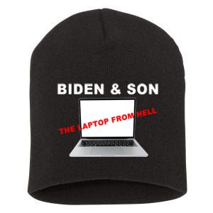 Biden And Son The Laptop From Hell Anti Biden Short Acrylic Beanie