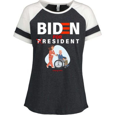 Biden For Resident Funny Trump 2020 President Enza Ladies Jersey Colorblock Tee