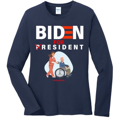 Biden For Resident Funny Trump 2020 President Ladies Long Sleeve Shirt