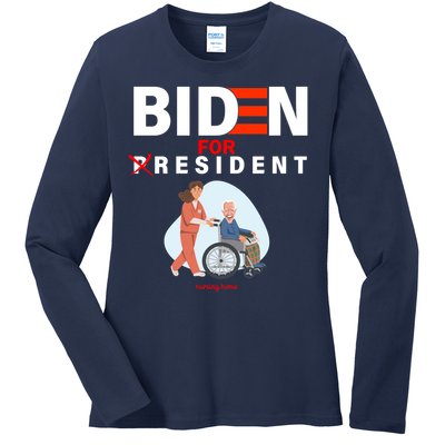 Biden For Resident Funny Trump 2020 President Ladies Long Sleeve Shirt