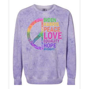 Biden Harris Peace Love Equality Hope Diversity  Colorblast Crewneck Sweatshirt