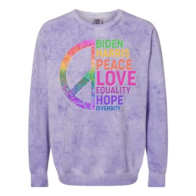 Biden Harris Peace Love Equality Hope Diversity  Colorblast Crewneck Sweatshirt