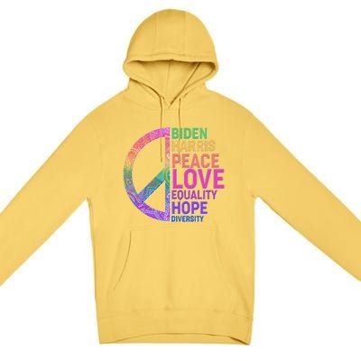 Biden Harris Peace Love Equality Hope Diversity  Premium Pullover Hoodie