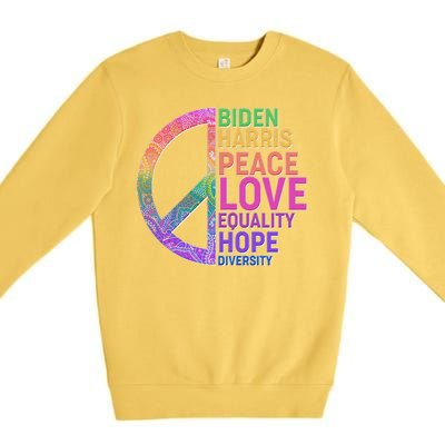 Biden Harris Peace Love Equality Hope Diversity  Premium Crewneck Sweatshirt