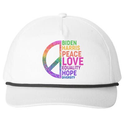 Biden Harris Peace Love Equality Hope Diversity  Snapback Five-Panel Rope Hat