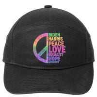Biden Harris Peace Love Equality Hope Diversity  7-Panel Snapback Hat