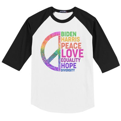 Biden Harris Peace Love Equality Hope Diversity  Baseball Sleeve Shirt