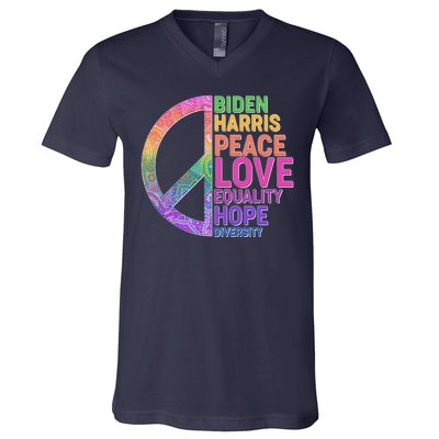 Biden Harris Peace Love Equality Hope Diversity  V-Neck T-Shirt